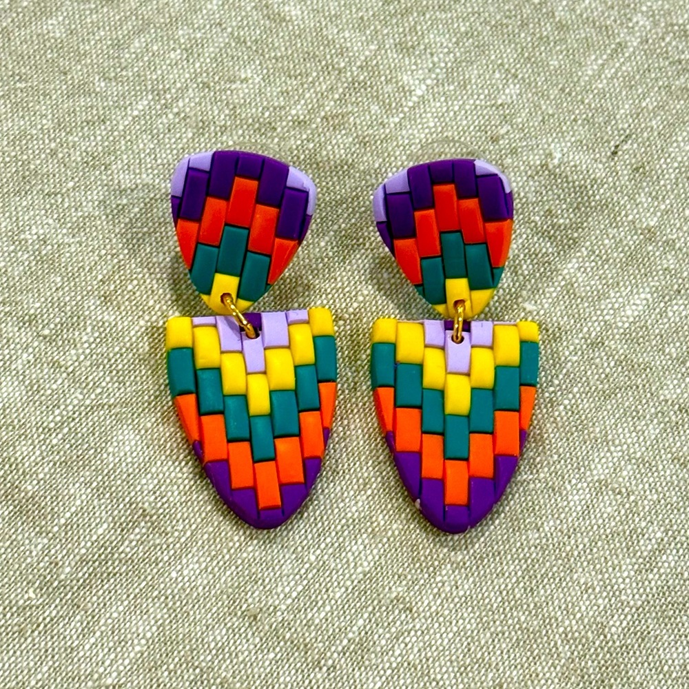 Colorful Geometric Polymer Earrings
